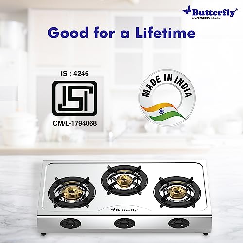 Butterfly Bolt 3B Stainless Steel LPG Gas Stove, Silver