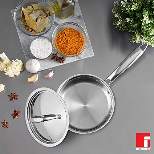 BERGNER Argent Stainless Steel Saucepan With Lid, 1.6 L, 1 Saucepan & 1 Stainless Steel Lid (Silver)