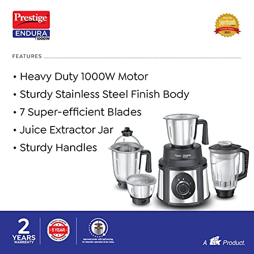 Prestige Endura 1000W Mixer Grinder 4 Jars