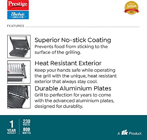 Prestige PEG 5.0 Non-Stick Coating 800 W Electric Grill