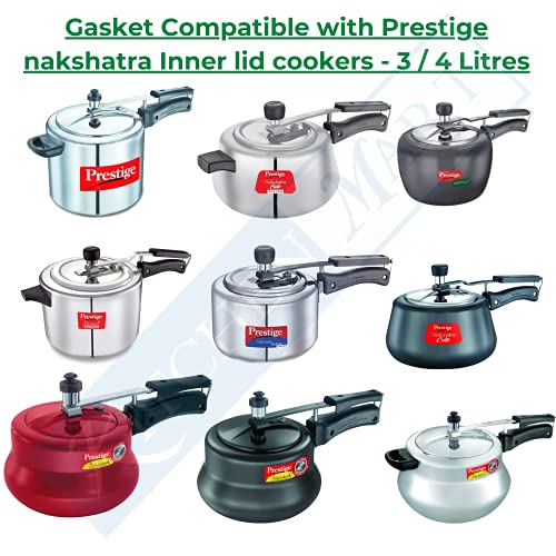 Kitchen Mart Replacement Gasket compatible with Prestige Nakshatra Cooker gasket / Prestige Nakshatra Inner lid Pressure cooker 3 Litres and 4 Litres