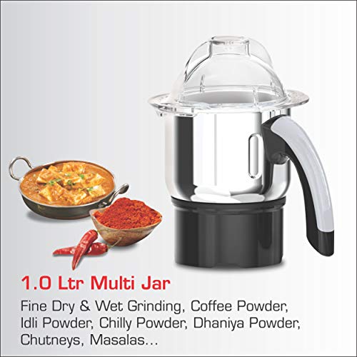 Vidiem Mixer Grinder 567 A Jumbo Mix Pro (Black) | 1000 Watts Mixer Grinder with 3 Leakproof Jars with self-lock for Wet & dry spices, chutneys & curries | 1 Year Warranty | Mixer grinder