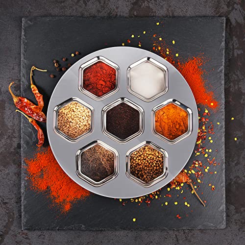 GAZELLE - Masala Box for Kitchen With See Through Lid 7 In 1 Stainless Steel Spice Box for Kitchen Storage Masala Container Dabba Namak Dani For Kitchen - Steel Masala Organizer for Kitchen