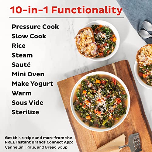 Instant Pot Pro 10-in-1 Pressure Cooker, Slow Rice/Grain Cooker, Steamer, Saute, Sous Vide, Yogurt Maker, Sterilizer, Black, 6 Quart, Stainless Steel