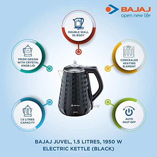 Bajaj Electricals Juvel 1.5-Litre Double Walled Electric Kettle (Black)