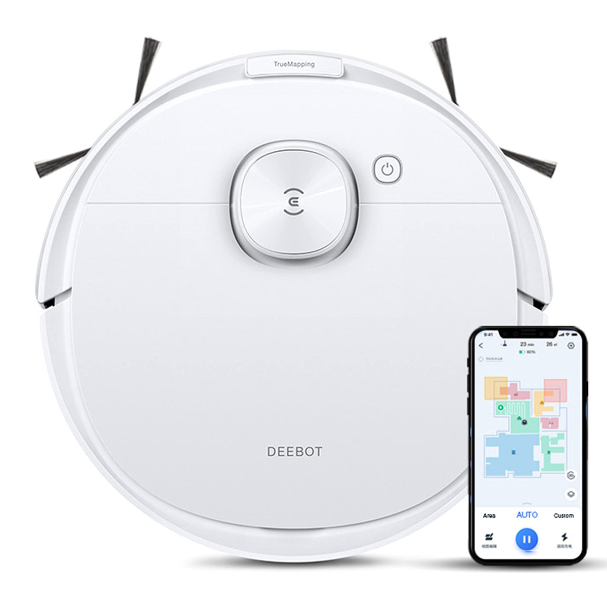 ECOVACS DEEBOT N8 2-in-1 Robotic Vacuum Cleaner, Most Powerful Suction, Covers 2000+ Sq. Ft in One Charge, Advanced dToF Technology with OZMO Mopping,White