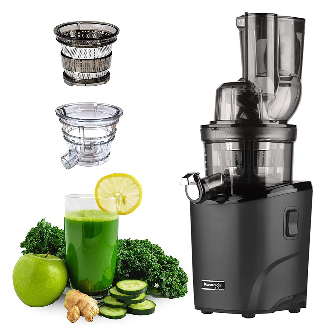 Kuvings REVO Series Professional Cold Press Whole Slow Juicer, World's First Juicer with Patented Automatic-Cutting Auger to reduce juicing time (REVO830 Matt Black + Smoothie & Sorbet)