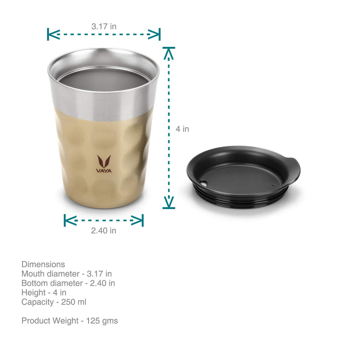 VAYA POPCUP, Insulated Stainless Steel Tumbler, Double-Walled Cup, Easy Hold, 250ml