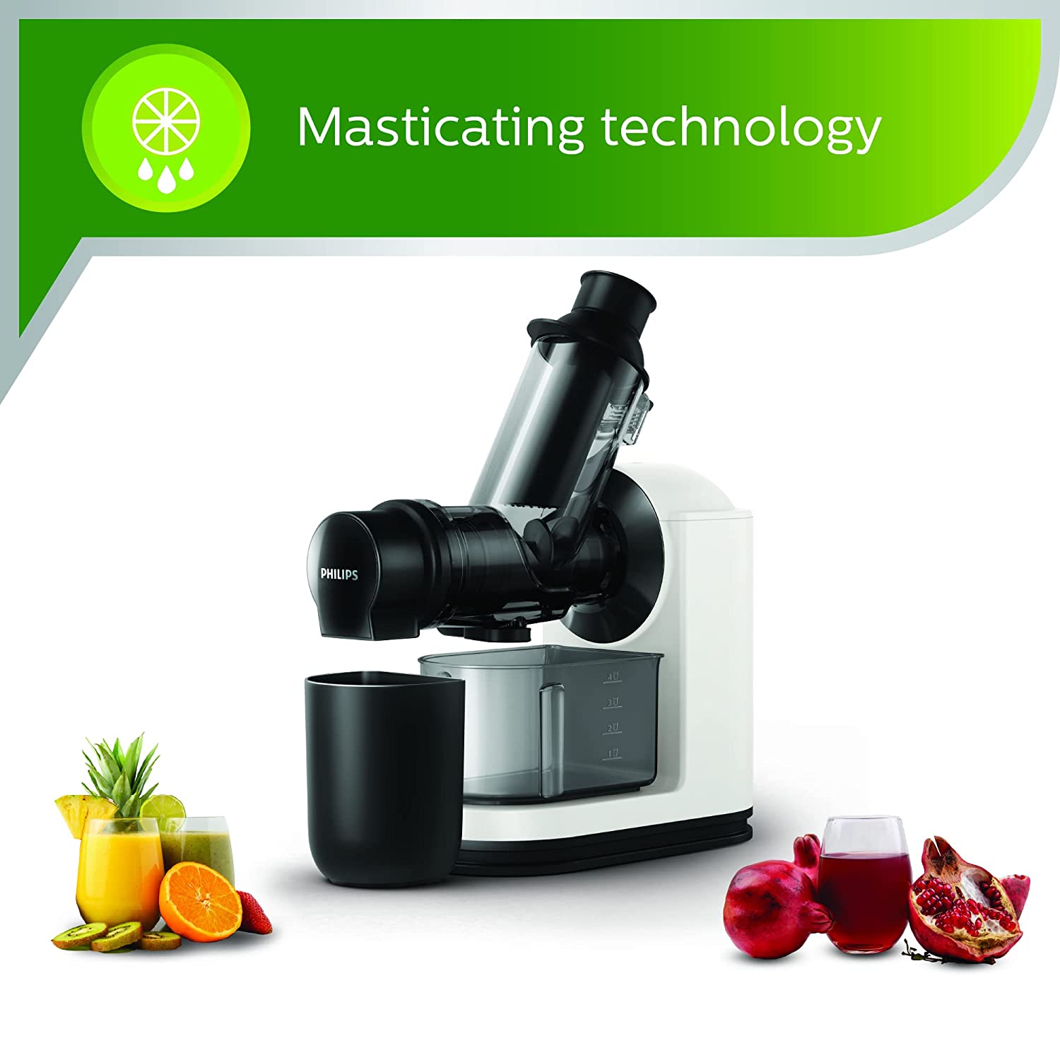 Philips Viva Collection Masticating juicer HR1887/81 XL tube, 70 mm Quick clean