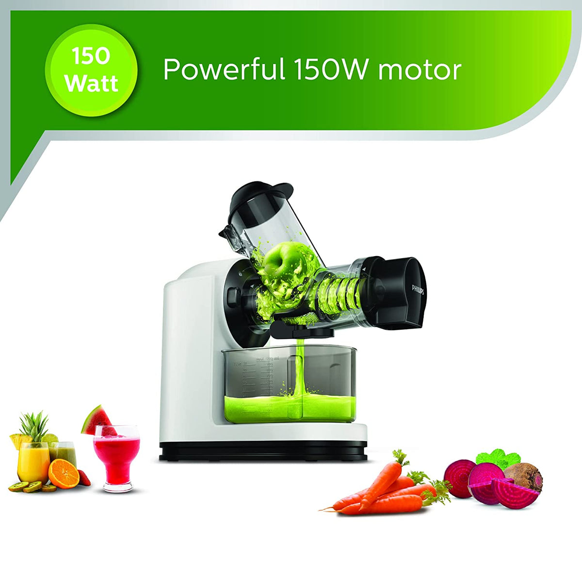 Philips Viva Collection Masticating juicer HR1887/81 XL tube, 70 mm Quick clean