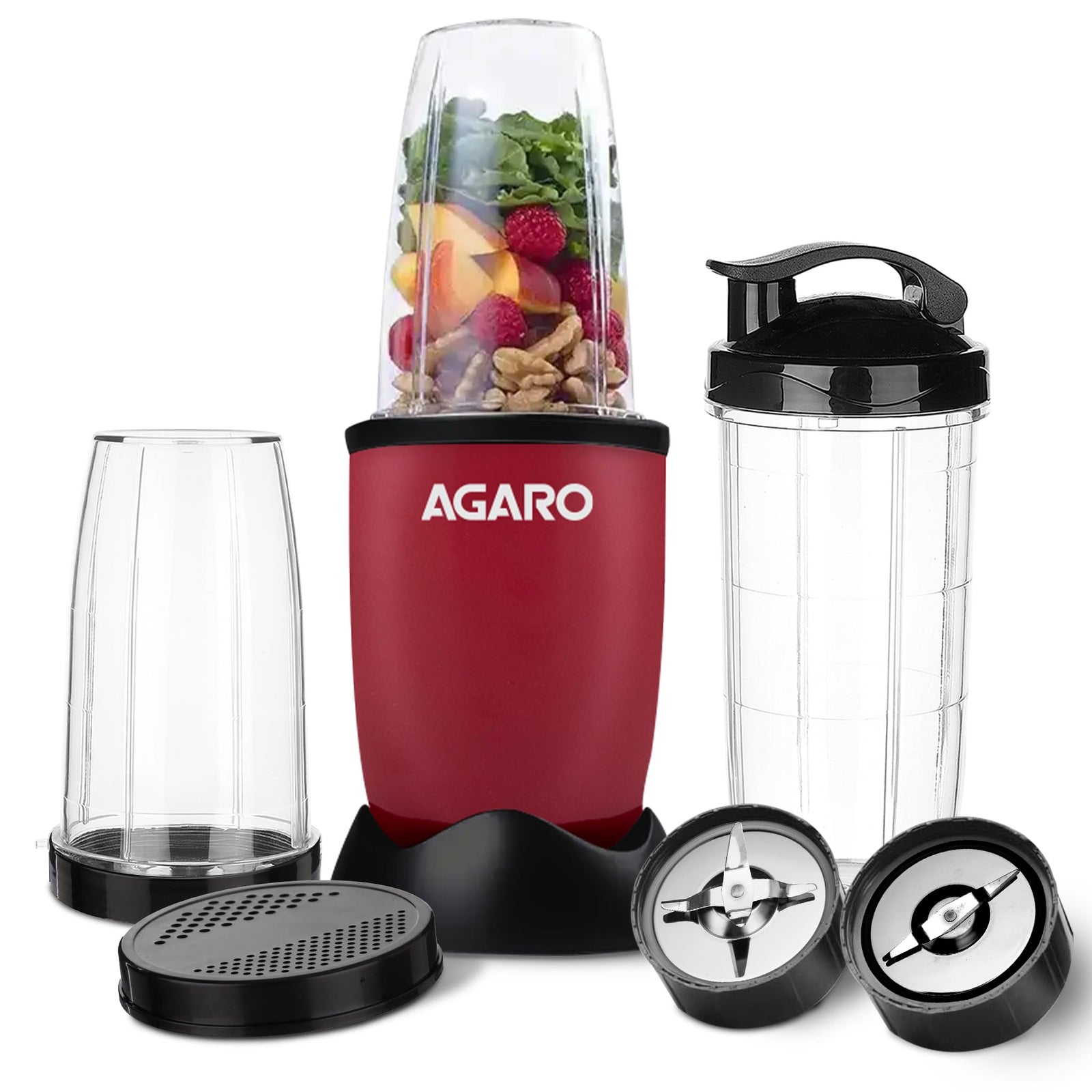 AGARO Regal 3 Jar Personal Blender – 400W motor, stainless steel blades, and BPA-free jars.