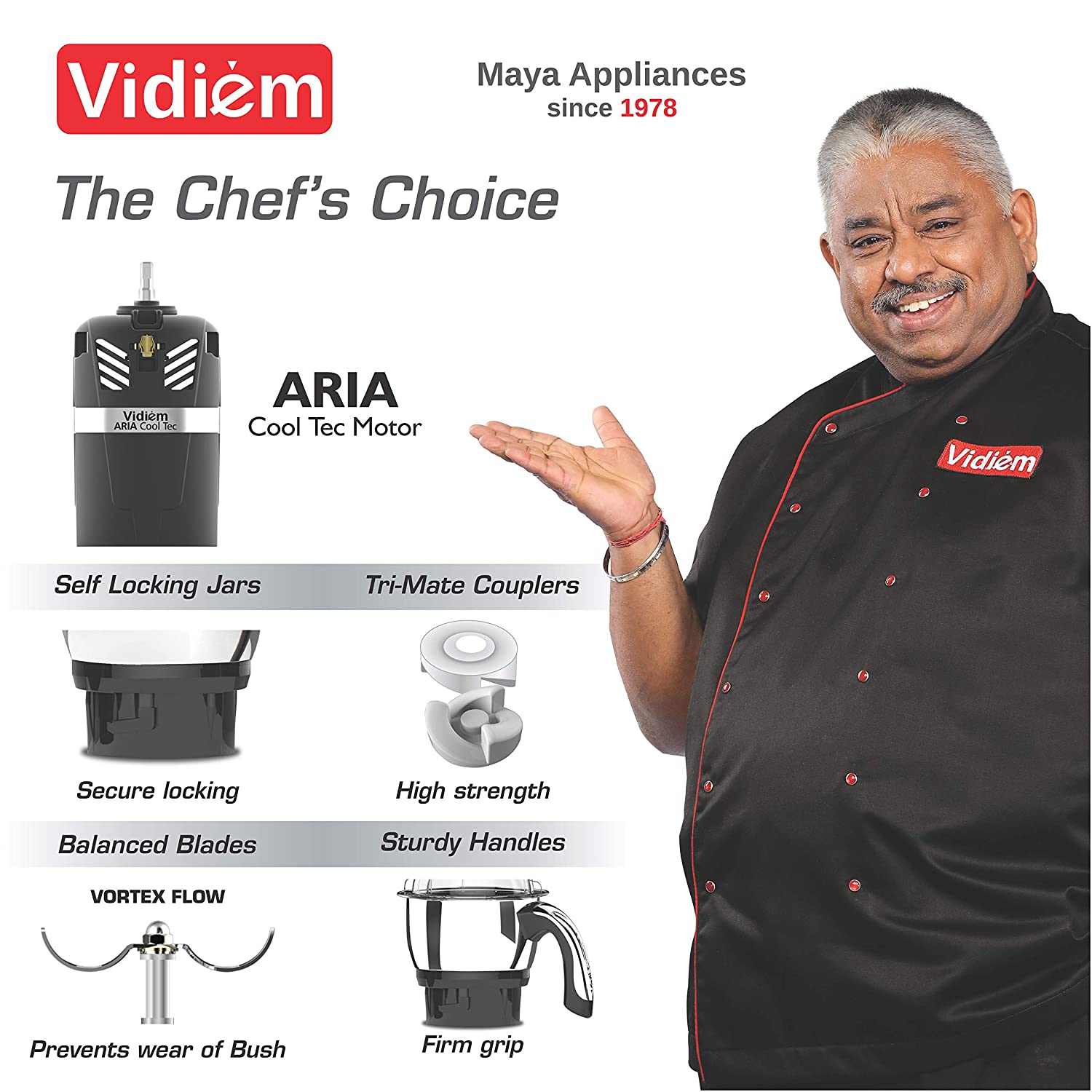 VIDIEM VSTAR ADC 550 WATT MIXER GRINDER - 110V WITH 5 JARS