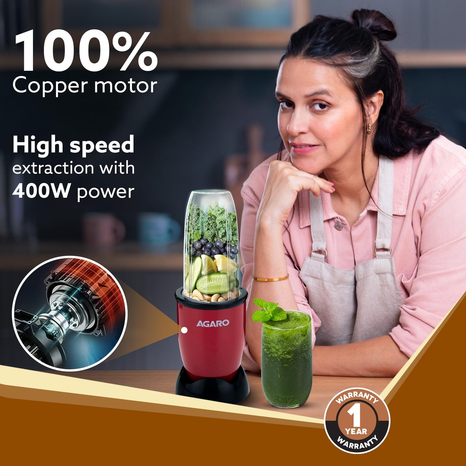 AGARO Regal 3 Jar Personal Blender – 400W motor