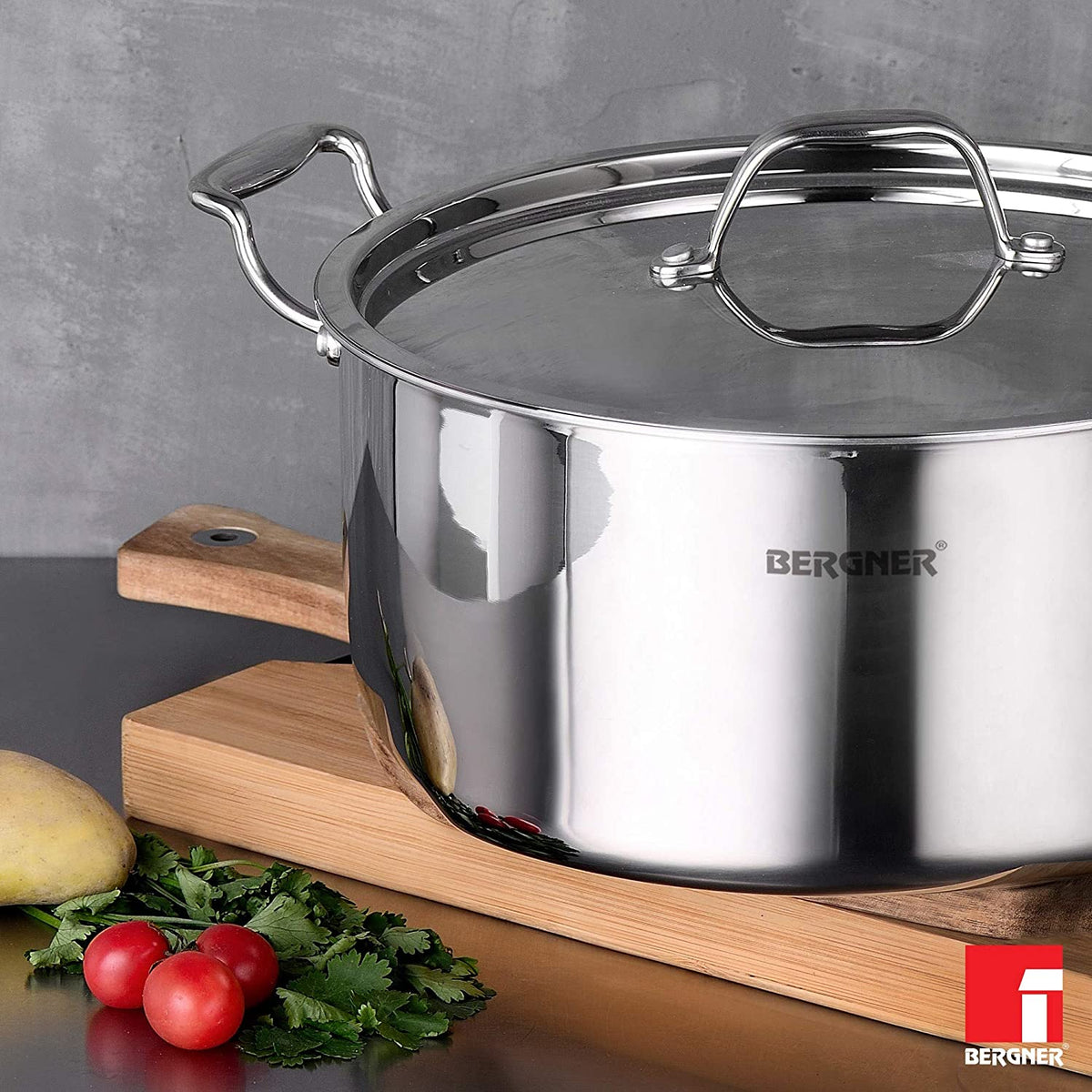 Bergner Argent Triply Stainless Steel Casserole with Lid