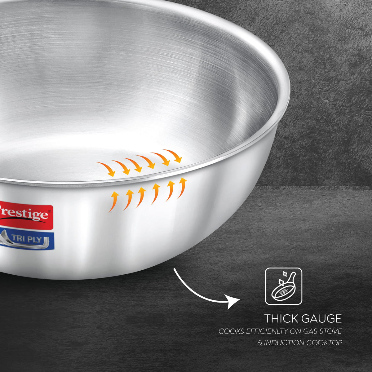 Prestige 6 PC Tri ply Tasla Kadai Set | 304 Food Grade Stainless Steel