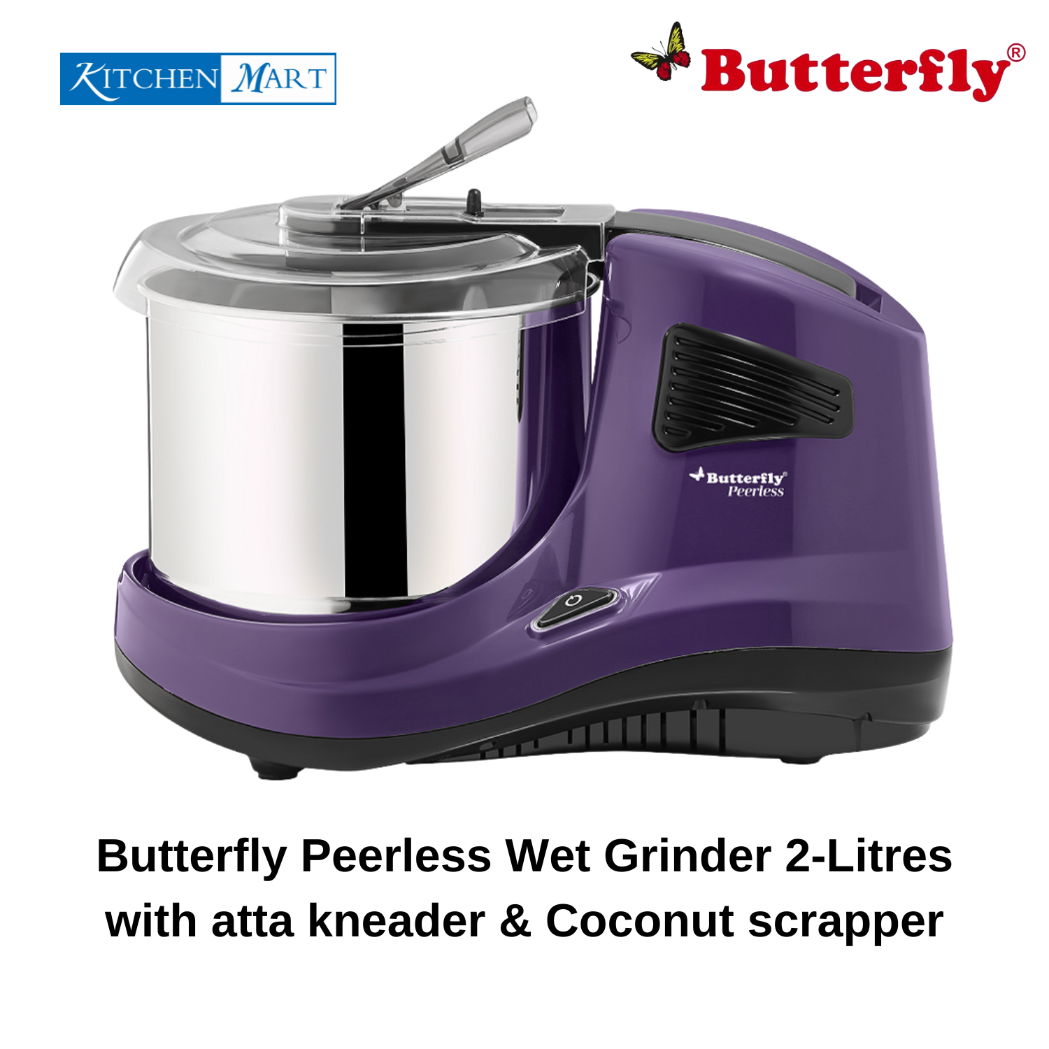 Butterfly 2 Litres Peerless TTWG WA 3 Stones Table Top Wet Grinder - Purple