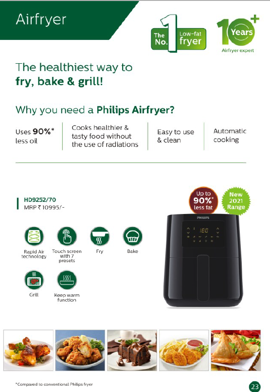 Philips Digital Air Fryer with Rapid Air Technology, 0.8Kg, 4.1L, 1400 Watt, Black, HD9252/70