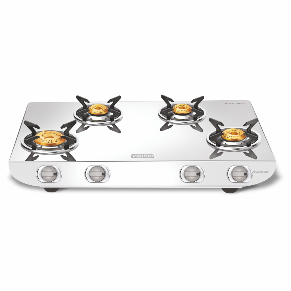 Vidiem Steel TUSKER GAS STOVE 4 Burner (Rear Gas outlet)
