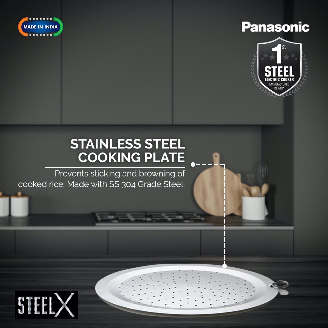 Panasonic Electric Rice Cooker SR-G18 (SUS), 1.8 Litre, With Triply Steel Inner Container