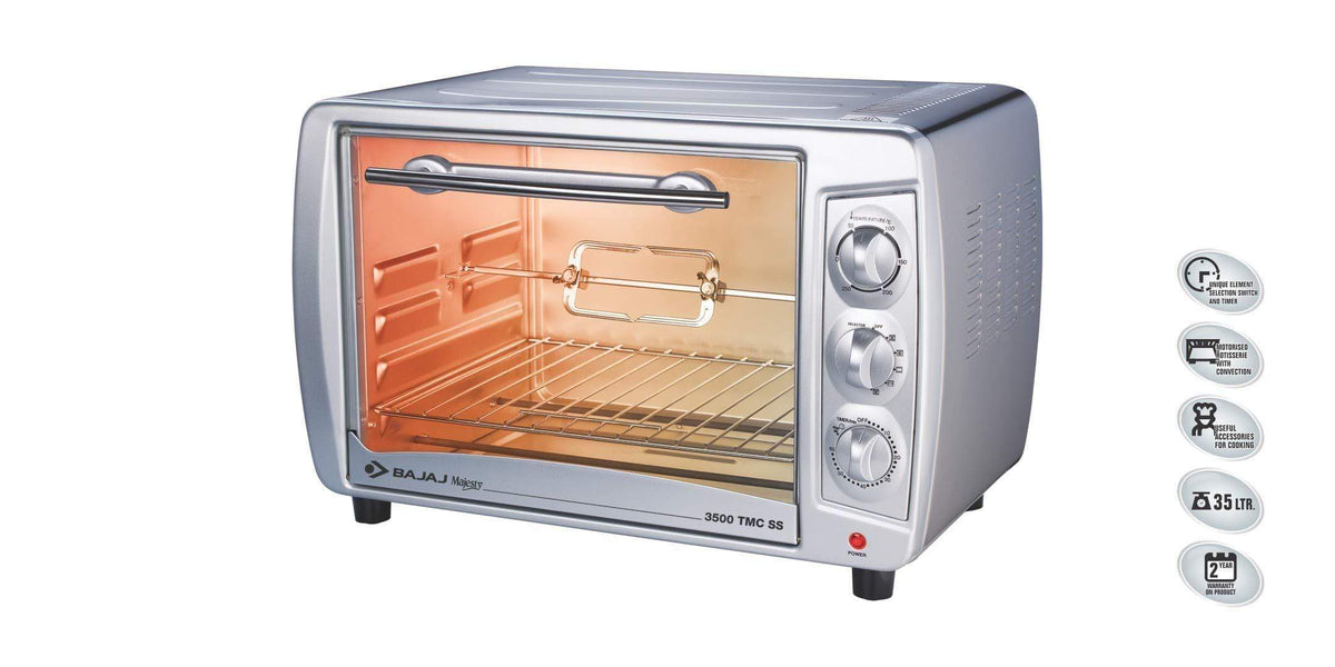 Bajaj 3500 TMCSS 35-Litre Oven Toaster Grill (Silver) - KITCHEN MART