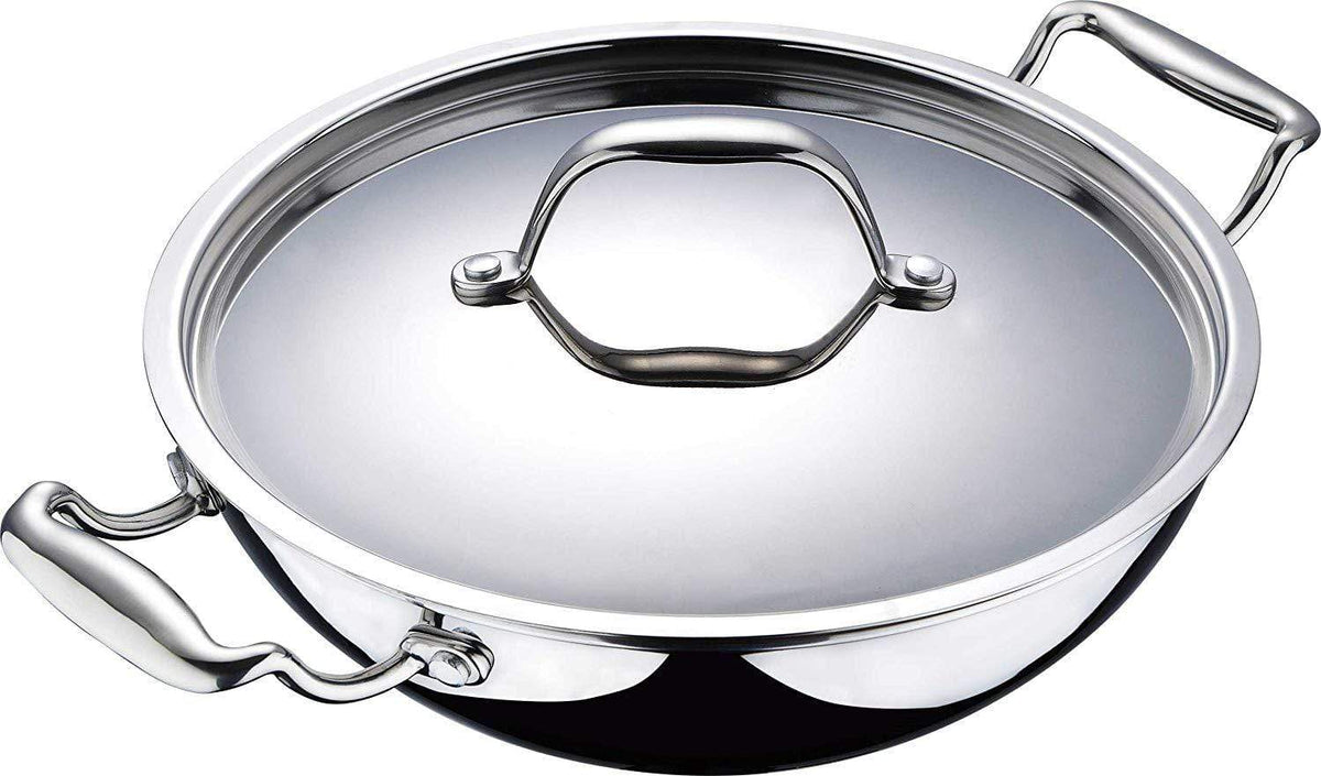 Bergner Argent Triply Stainless Steel Kadai - KITCHEN MART
