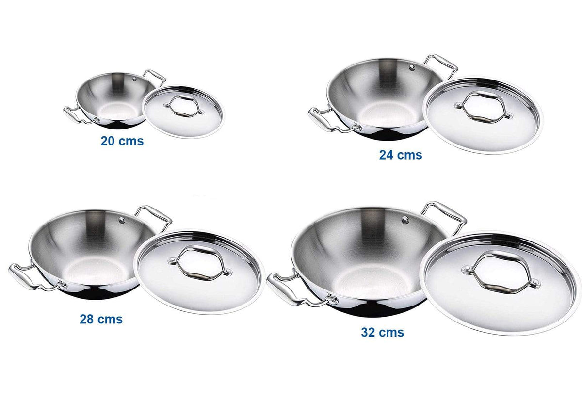 Bergner Argent Triply Stainless Steel Kadai (Combo Packs) - KITCHEN MART