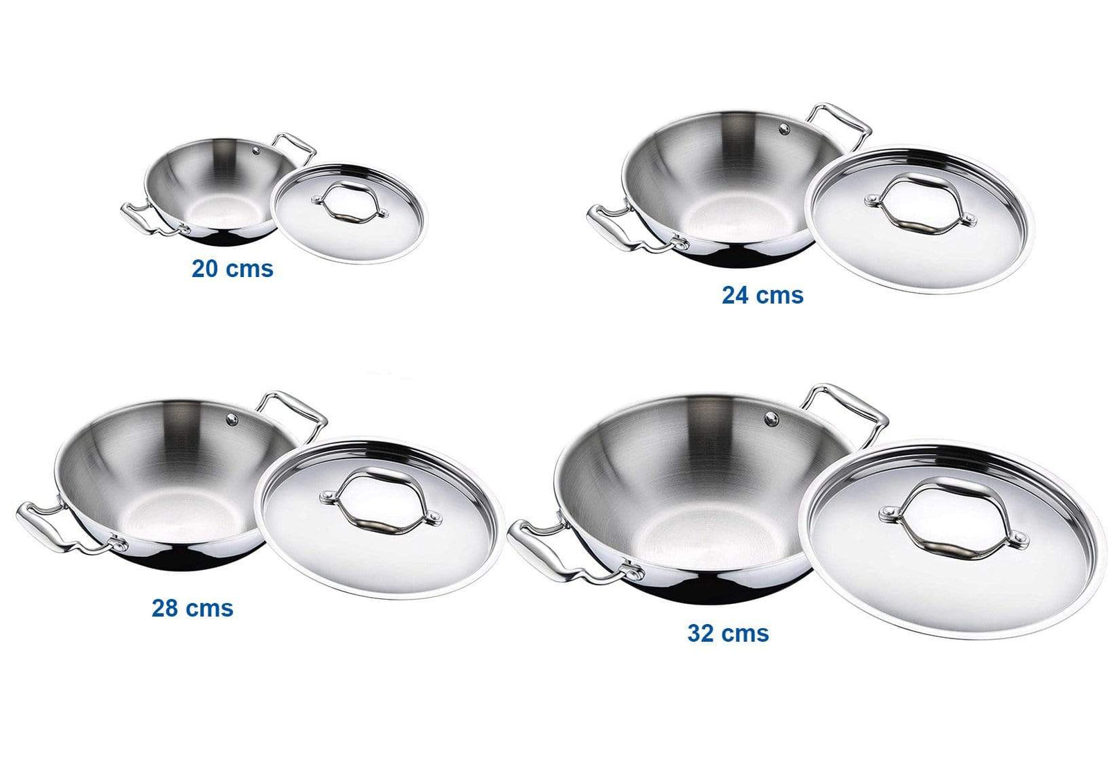 Bergner Argent Triply Stainless Steel Kadai (Combo Packs) - KITCHEN MART