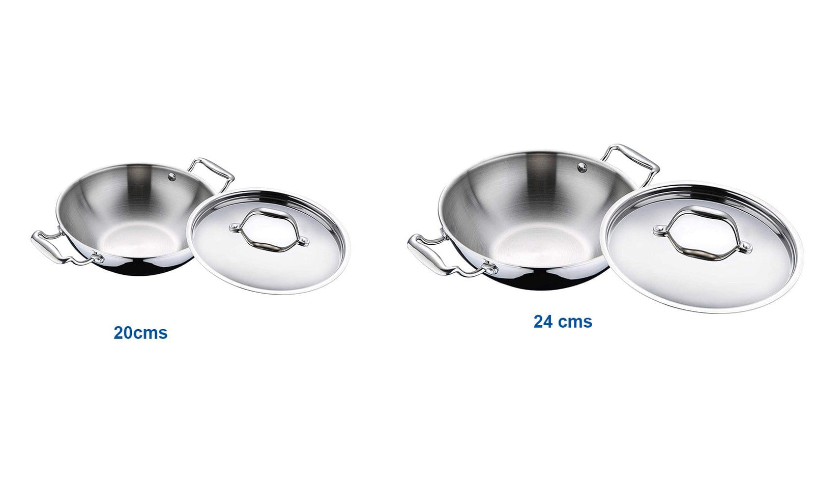 Bergner Argent Triply Stainless Steel Kadai (Combo Packs) - KITCHEN MART