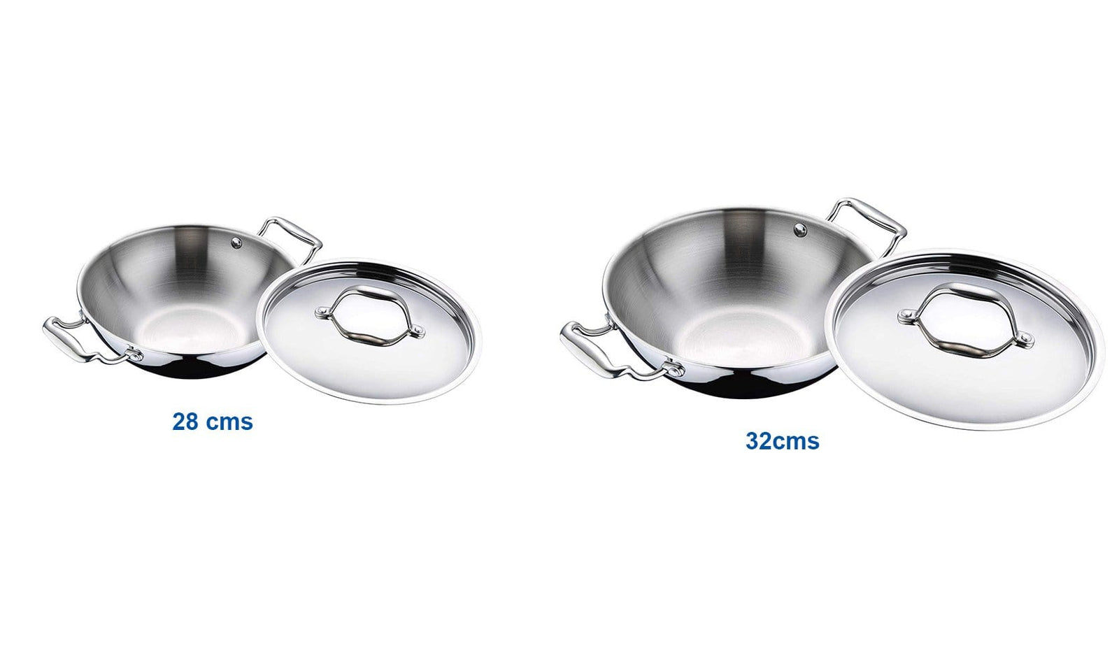 Bergner Argent Triply Stainless Steel Kadai (Combo Packs) - KITCHEN MART