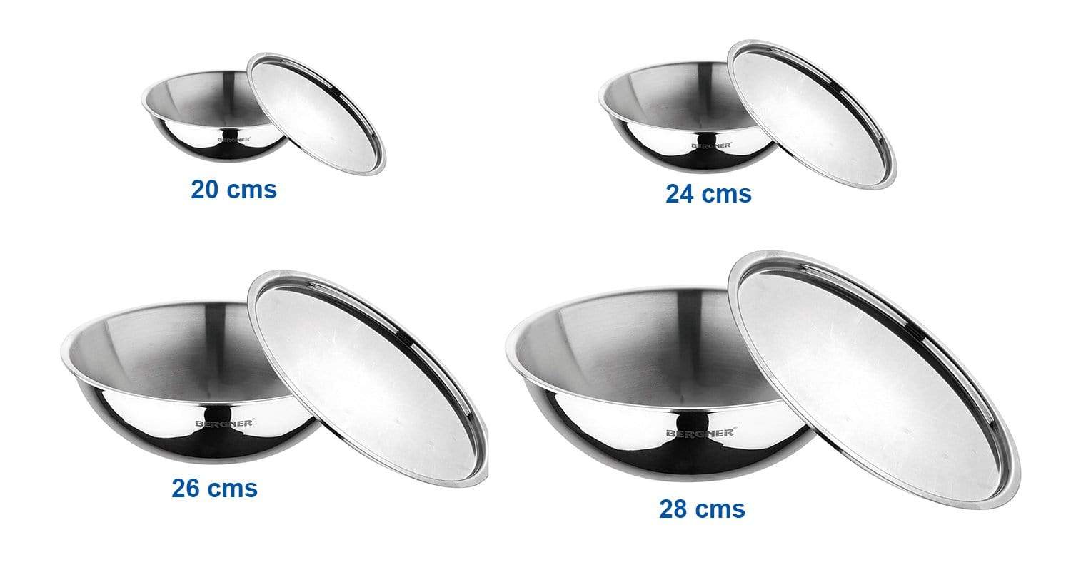 Bergner Argent Triply Stainless Steel Tasra with Lid (Combo Packs) - KITCHEN MART