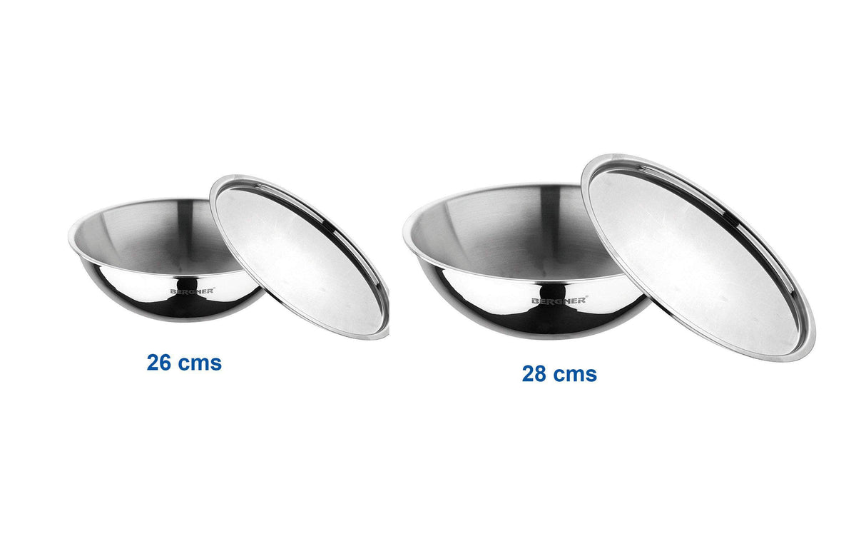Bergner Argent Triply Stainless Steel Tasra with Lid (Combo Packs) - KITCHEN MART