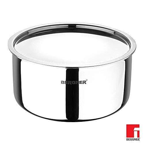 BERGNER Argent Triply Stainless Steel Tope with Stainless Steel Lid, Induction Base - KITCHEN MART