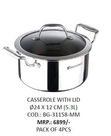 Bergner Hitech Prism Triply Stainless Steel Non Stick Casserole - KITCHEN MART
