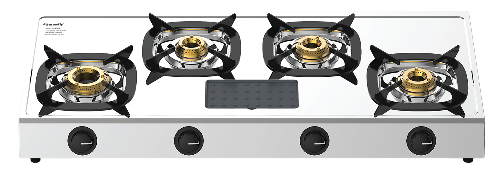 Butterfly Matchless Stainless Steel 4 Burner LPG Gas Stove | Manual ignition