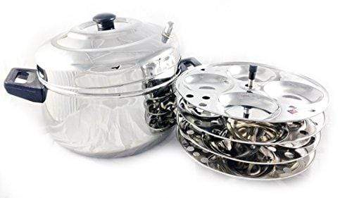 Butterfly Curve 4 Plates Stainless Steel Idly Cooker/Steamer - 16 Idlis - KITCHEN MART