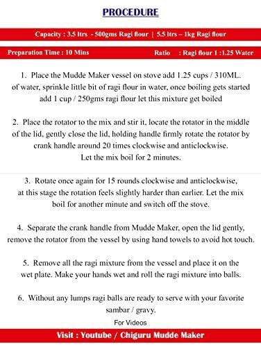 Chiguru Stainless Steel Mudde Maker; 5.5Ltrs - KITCHEN MART