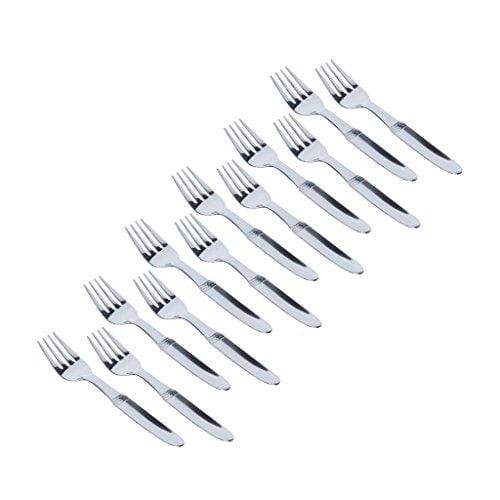 Classic by Embassy Dessert Fork, Pack of 12, Stainless Steel, 17.8 cm (Nova, 17 Gauge) - KITCHEN MART