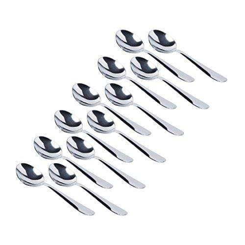 Classic by Embassy Dessert Spoon, Pack of 12, Stainless Steel, 18 cm (Ajanta, 14 Gauge) - KITCHEN MART