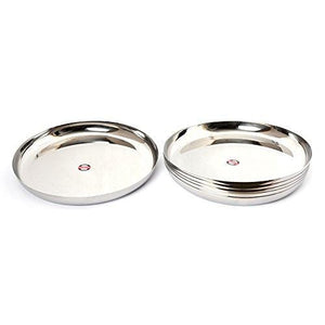 Embassy Brunch Dinner Plate, Size 5, 28.6 cms (Pack of 6, Stainless Steel) - KITCHEN MART