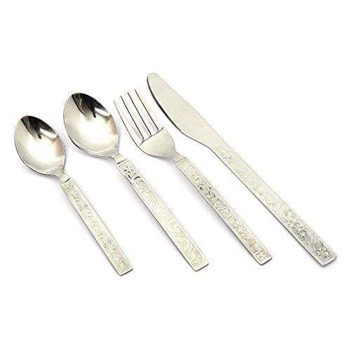 Embassy (Classic by Embassy) 24-Pieces Cutlery Set - 6 Tea Spoons, 6 Baby Spoons, 6 Baby Forks &amp; 6 Dessert Knives (Hi-Trend, 17 Gauge, Stainless Steel) - KITCHEN MART