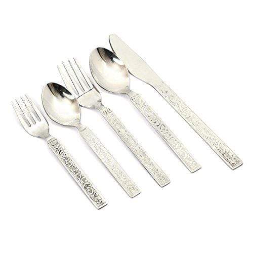 Embassy (Classic by Embassy) 30-Pieces Cutlery Set - 6 Tea Spoons, 6 Tea Forks, 6 Baby Spoons, 6 Baby Forks &amp; 6 Dessert Knives (Hi-Trend, 17 Gauge, Stainless Steel) - KITCHEN MART