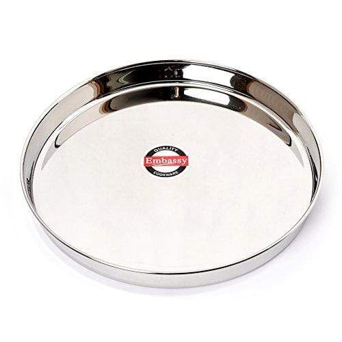 Embassy Coil Khumcha/Dinner Plate, Size 11, 29.1 cms (Pack of 6, Stainless Steel) - KITCHEN MART