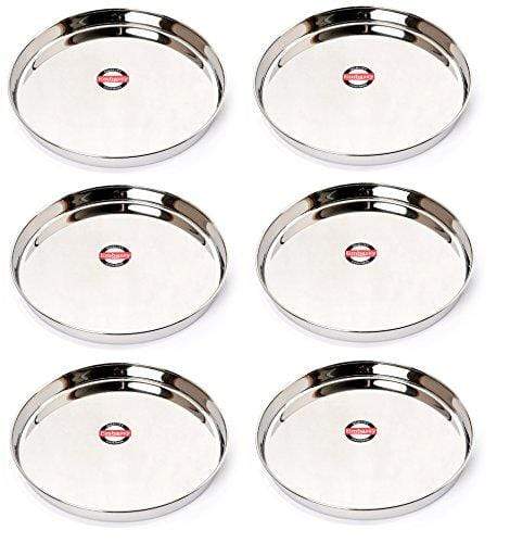 Embassy Coil Khumcha/Dinner Plate, Size 11, 29.1 cms (Pack of 6, Stainless Steel) - KITCHEN MART