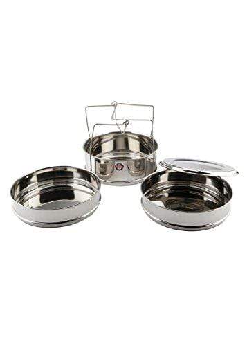 Embassy Cooker Separator Set Suitable for 10 Litres Hawkins Inner-Lid Pressure Cooker (3 Containers, Stainless Steel) - KITCHEN MART