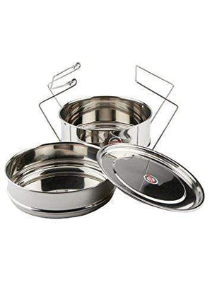 Embassy Cooker Separator Set Suitable for 8 Litres Hawkins Inner-Lid Pressure Cooker (2 Containers, Stainless Steel) - KITCHEN MART