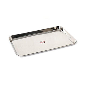 Embassy Deep Tray (Rectangle), Sizes 1, 2 & 3, 18.5x29.5 cms, 22x32.9 cms & 25.5x36.9 cms (Pack of 3, Stainless Steel) - KITCHEN MART
