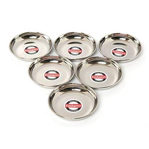 Embassy Dipping Plate, Size 10, 7.7 cms (Pack of 6, Stainless Steel) - KITCHEN MART
