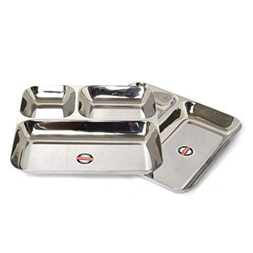 Embassy French Bhojan / Dinner Plate, 23.2 cms (Pack of 6, Stainless Steel) - KITCHEN MART