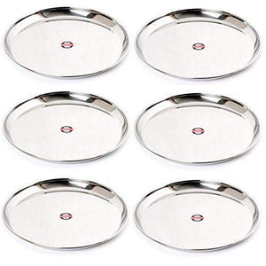 Embassy Kanchan Dinner Plate, Size 12, 27.4 cms (Pack of 6, Stainless Steel) - KITCHEN MART