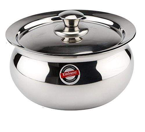 Embassy Minto Pongal Pot/Cook-n-Serve Dish, 1400 ml, Size 1 (Stainless Steel) - KITCHEN MART